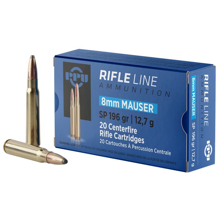 PPU PP8S Metric Rifle8mmMauser 196gr Soft Point 20 Per Box/10 Case