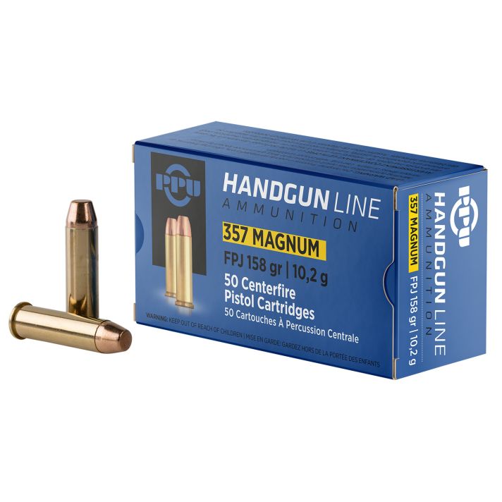 PPU PPH357MF Handgun357Mag 158gr Flat Point Jacketed 50 Per Box/10 Case