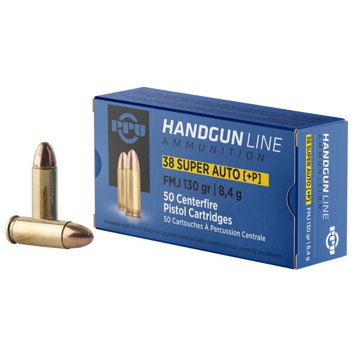 PPU PPH38SU Handgun38Super+P 130gr Full Metal Jacket 50 Per Box/10 Case