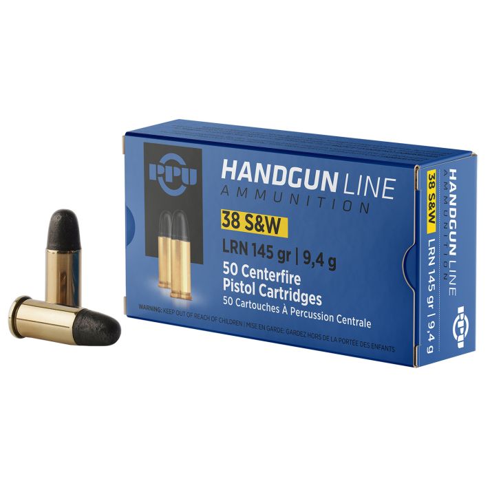 PPU PPH38SW Handgun38S&W 145gr Lead Round Nose 50 Per Box/20 Case