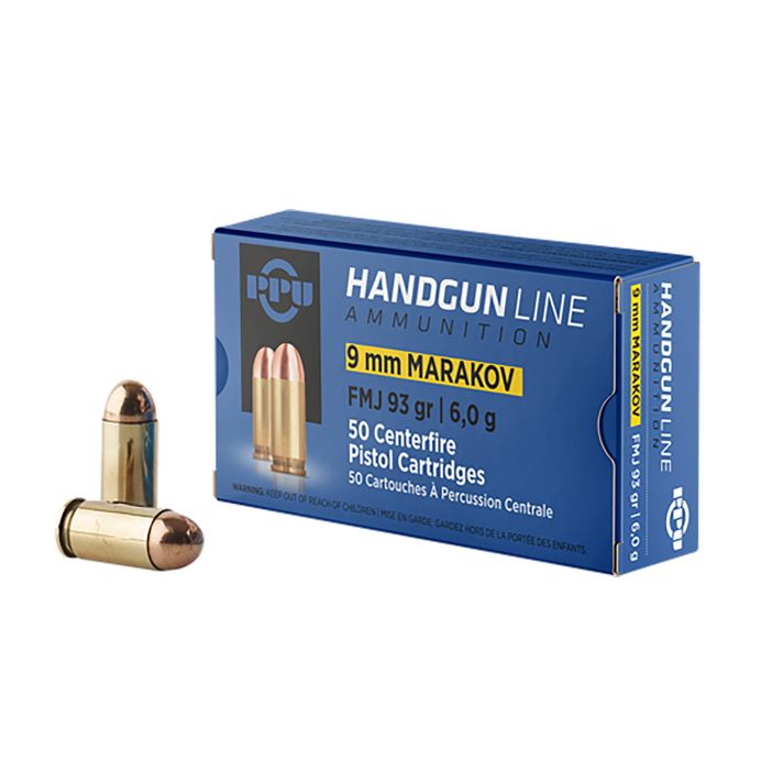 PPU PPH9MF Handgun9x18Makarov 93gr Full Metal Jacket 50 Per Box/20 Case