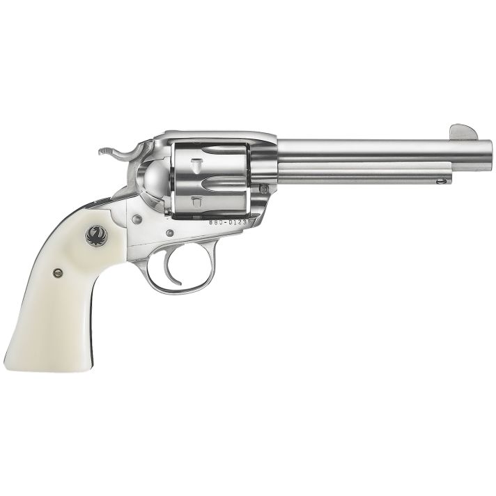 Ruger 5130 Vaquero357 Mag/38 Special 6rd 5.50" High Gloss Barrel, Cylinder & Frame, Simulated Ivory Grip, Transfer Bar Safety, Bisley Style Hammer