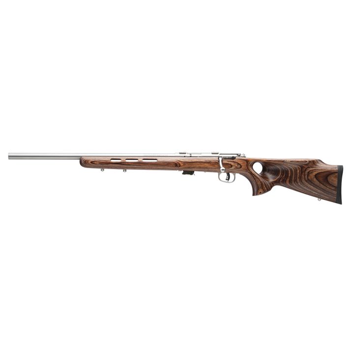 Savage Arms 25795 Mark II BTV Full Size 22 LR 5+1 21" Satin Heavy Button Rifled Barrel, Satin Drilled & Tapped Stainless Steel Receiver, Satin Brown Thumbhole Laminate Stock, Left Hand