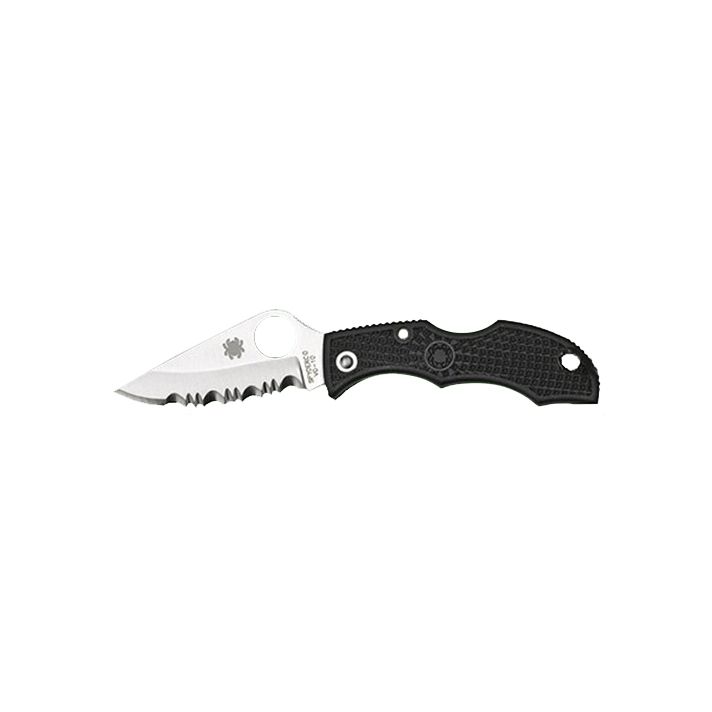 Spyderco LBKS3 Ladybug 31.94" Folding Modified Clip Point Serrated VG-10 SS Blade Black FRN Handle