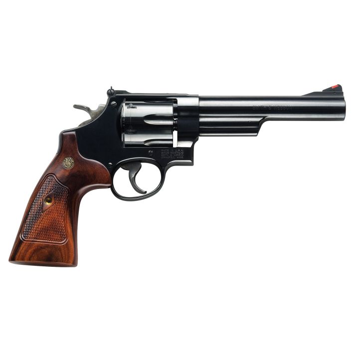 Smith & Wesson 150481 Model 57 Classic 41 Rem Mag Blued Carbon Steel 6" Barrel, 6rd Cylinder & N-Frame, Checkered Square Butt Walnut Grip, Color Case Wide Spur Hammer