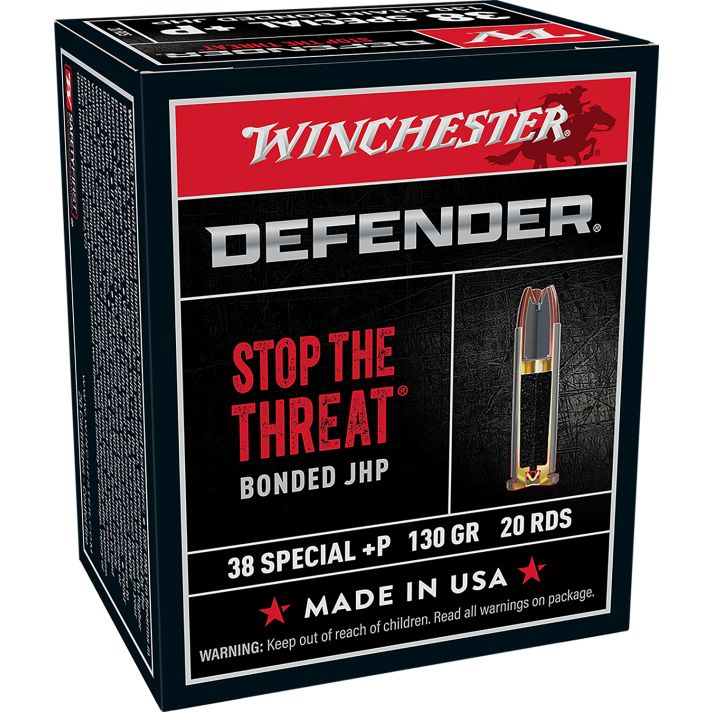 Winchester Ammo S38PDB Defender38Special+P 130gr Bonded Jacket Hollow Point 20 Per Box/10 Case