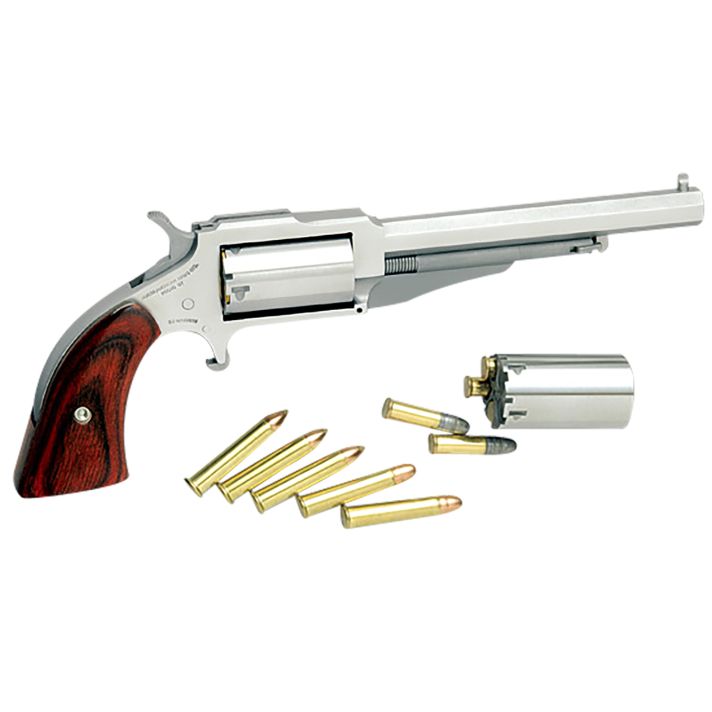 North American Arms 18604C 1860 The Earl *CA Compliant 22 LR or 22 WMR 5rd 4" Barrel, Overall Stainless Steel Finish & Rosewood Boot Grip Includes Cylinder