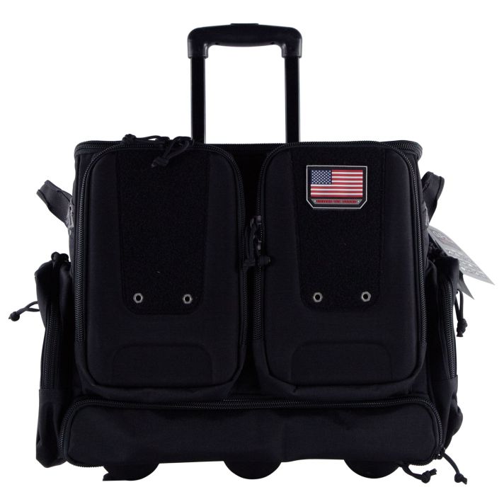 GPS Bags T2112ROBB Rolling Tactical Black 1000D Nylon Teflon Coating with Foam Cradle Holds 6 Handguns, Storage Pockets Holds 4 Additional Guns, Telescoping Handle & ATV Wheels