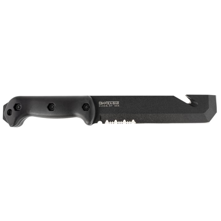 Ka-Bar BK3 Becker Tac Tool 7" Fixed Chisel w/Wire Cutter Part Serrated Black 1095 Cro-Van Blade, Black Ultramid Handle, Includes Sheath