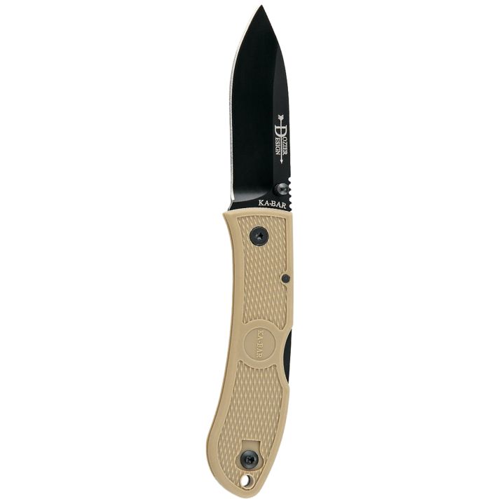 Ka-Bar 4062CB Dozier Hunter 3" Folding Drop Point Plain Black AUS-8A SS Blade, Coyote Brown Zytel Handle, Includes Pocket Clip