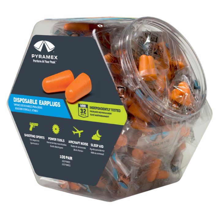 Pyramex PYDP1000BN Disposable Earplugs Foam 32 dB In The Ear Orange Adult 100 Pair