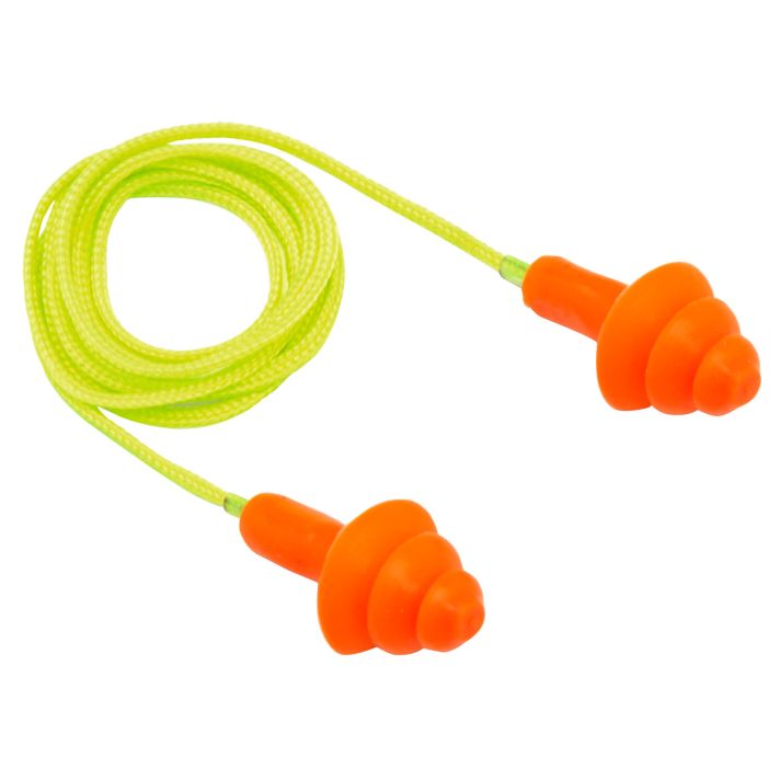 Pyramex RP3001 Reusable EarplugsPolymer 24 dB Behind The Neck Orange/Yellow Adult 50 Pair
