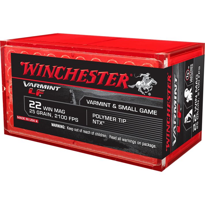 Winchester Ammo X22MHLF Varmint LF22WMR 25gr Polymer Tip NTX 50 Per Box/40 Case