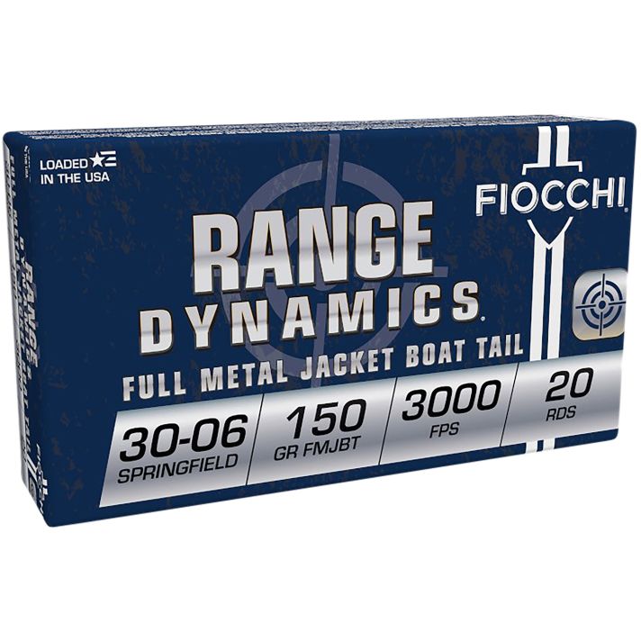 Fiocchi 3006A Range Dynamics30-06Springfield 150gr Full Metal Jacket Boat Tail 20 Per Box/10 Case