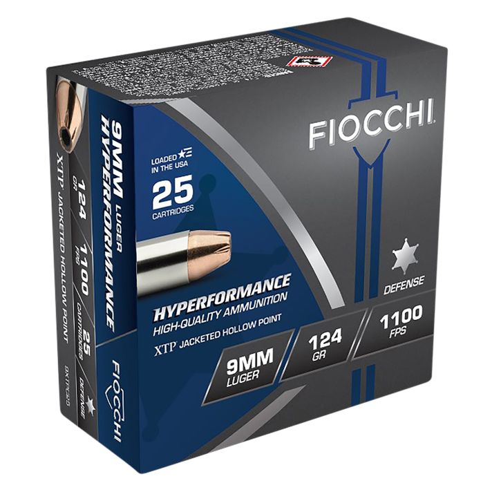 Fiocchi 9XTPC25 Hyperformance9mmLuger 124gr Hornady XTP Hollow Point 25 Per Box/20 Case