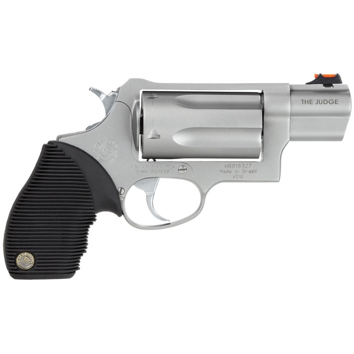 Taurus 2441039TC Judge Public Defender Small Frame 45 Colt (Long Colt)/ 410 Bore 5rd 2" Matte Stainless Steel Barrel, Cylinder & Frame, Black Ribber Grip, Transfer Bar Safety, Exposed Hammer