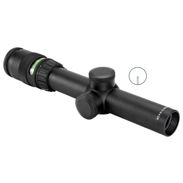 Trijicon 200057 AccuPointBlack Hardcoat Anodized 1-4x 24mm 30mm Tube Illuminated Green Triangle Post Reticle