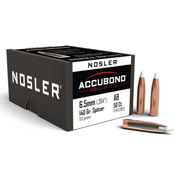 Nosler 57873 AccuBond6.5Creedmoor 140gr Spitzer Point 50/Box