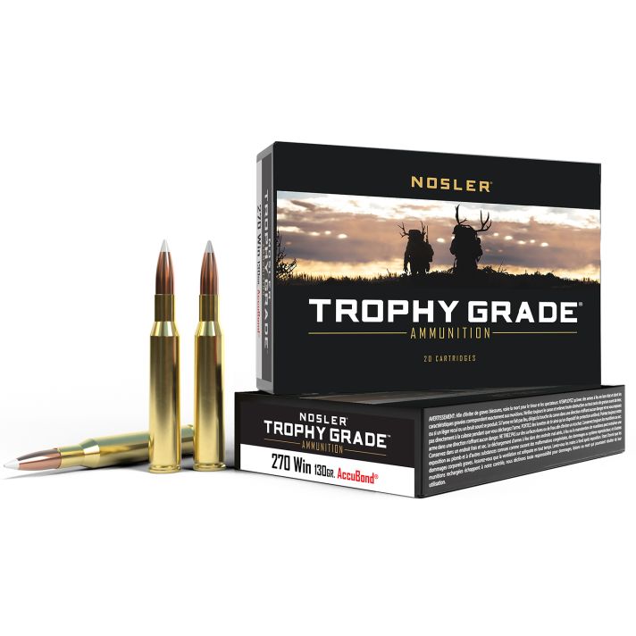 Nosler 60025 Trophy Grade270Win 130gr Nosler AccuBond 20 Per Box/10 Case