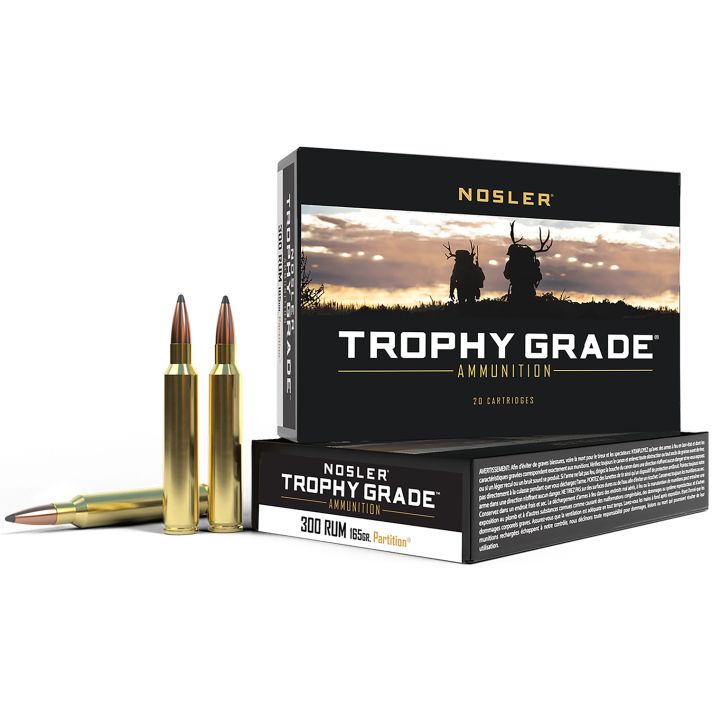 Nosler 60064 Trophy Grade300RUM 165gr Nosler Spitzer Partition 20 Per Box/10 Case