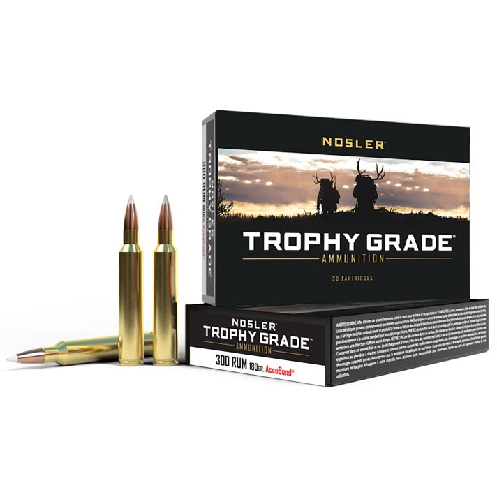 Nosler 60065 Trophy Grade300RUM 180gr Nosler AccuBond 20 Per Box/10 Case