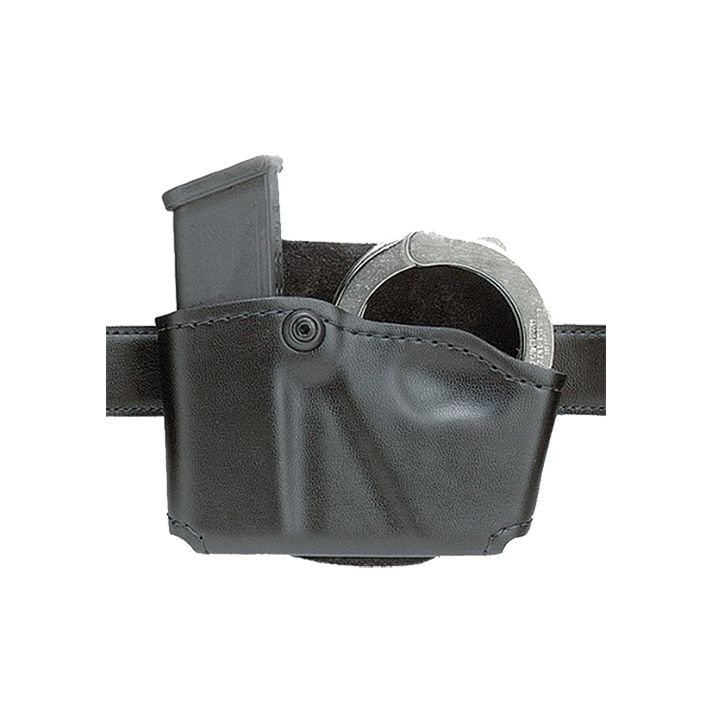 Safariland 5738321 Cuff/Magazine Pouch Compatible w/Beretta 8045F Belt Clip Mount Black Leather