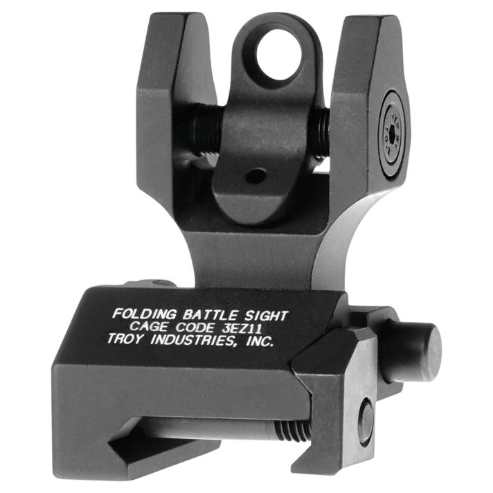 Troy Ind SSIGFBSROBT00 Rear Folding BattleSight RoundBlack Hardcoat Anodized for AR-15