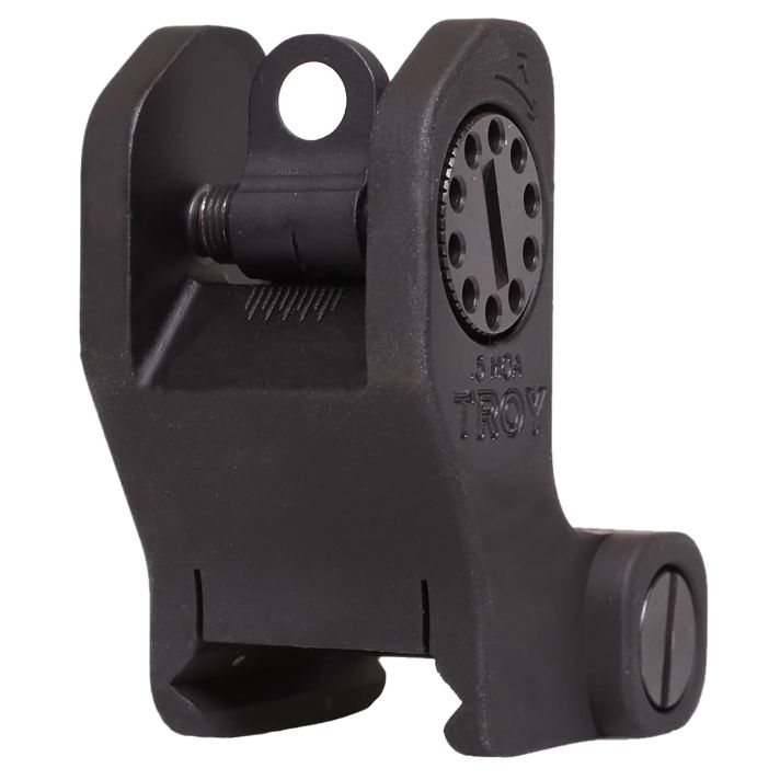 Troy Ind SSIGFRSROBT00 Rear Fixed BattleSight RoundBlack Hardcoat Anodized for AR-15/AR-10