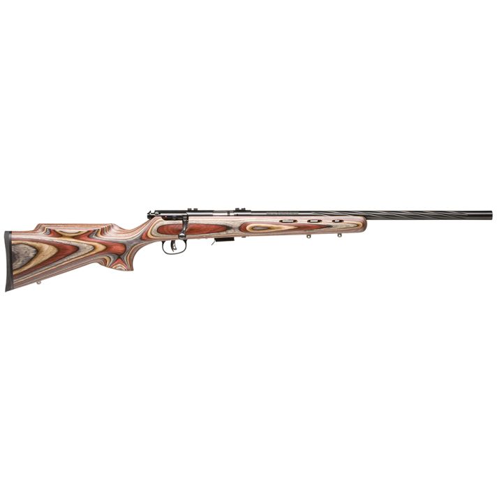 Savage Arms 96770 93R17 BRJ Full Size 17 HMR 5+1 21" Matte Black Spiral Fluted Barrel, Matte Black Drilled & Tapped Carbon Steel Receiver, Royal Jacaranda Monte Carlo Laminate Stock, Right Hand