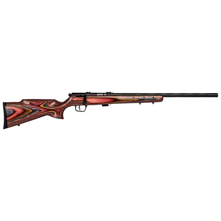 Savage Arms 25735 Mark II BRJ Full Size 22 LR 5+1 21" Matte Black Spiral Fluted Barrel, Matte Black Drilled & Tapped Carbon Steel Receiver, Royal Jacaranda Fixed Laminate Stock, Right Hand