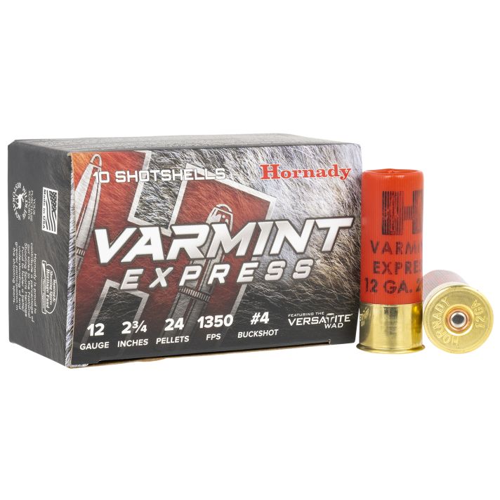 Hornady 86243 Varmint Express12 Gauge 2.75" 4 Buck Shot 10 Per Box/ 10 Case