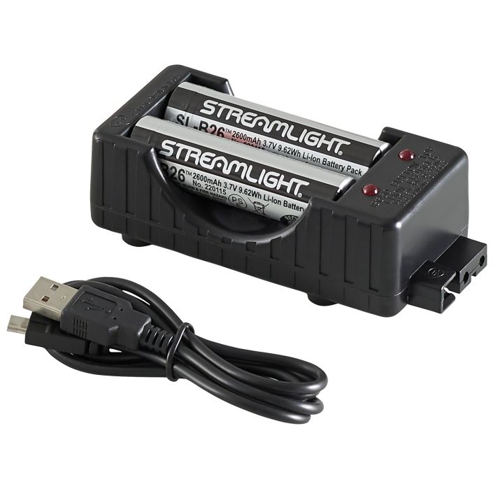 Streamlight 22010 18650Battery Charger w/Batteries Black 18650 Li-ion Rechargeable Battery
