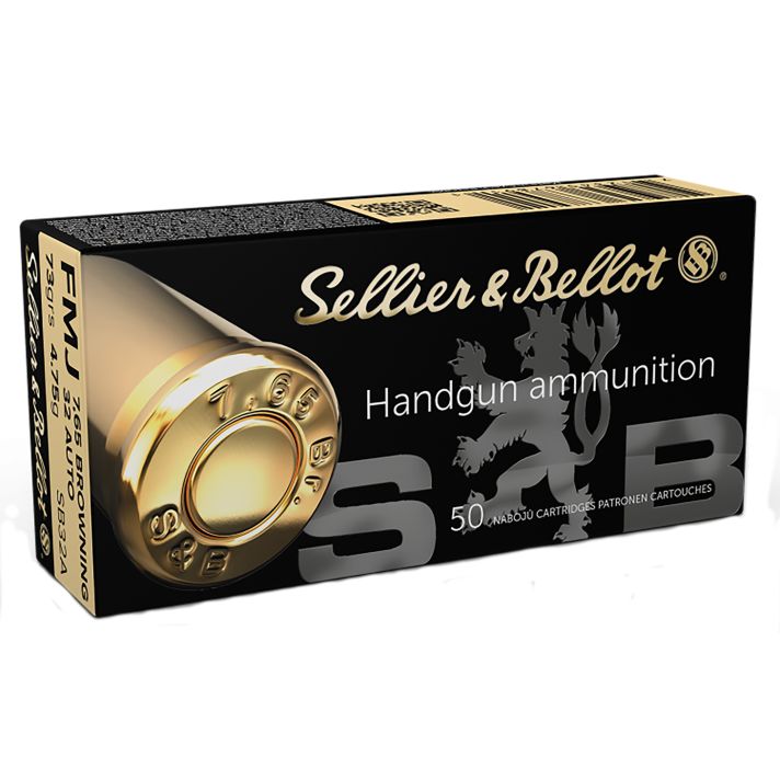 Sellier & Bellot SB32A Handgun32ACP 73gr Full Metal Jacket 50 Per Box/40 Case