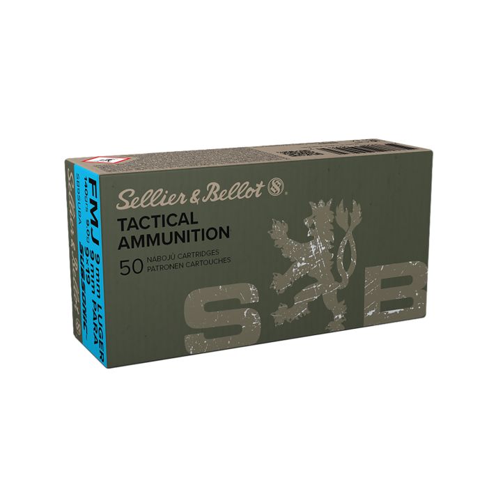 Sellier & Bellot SB9SUBA Handgun9mmLuger Subsonic 140gr Full Metal Jacket 50 Per Box/20 Case