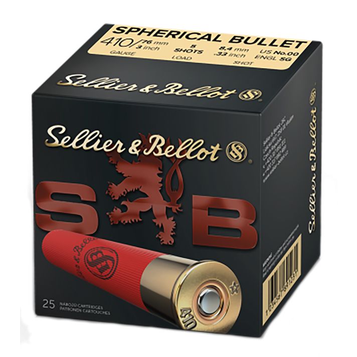 Sellier & Bellot SB410B Hunting410Gauge 3" 5Pellets 5/8oz Spherical 00Buck Shot 25 Box/20 Case