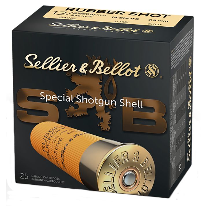 Sellier & Bellot SB12RSA Shotgun12Gauge 2.75" 2 11/16oz 15 Rubber Pellets Shot 25 Per Box/10 Case
