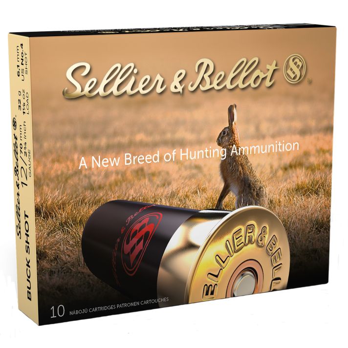 Sellier & Bellot SB12BSH Hunting12Gauge 2.75" 21Pellets 1 1/8oz 4Buck Shot 10 Box/25 Case