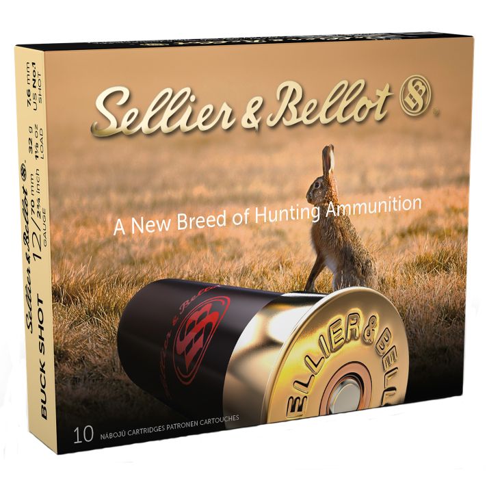 Sellier & Bellot SB12BSI Hunting12Gauge 2.75" 12Pellets 1 1/8oz 1Buck Shot 10 Per Box/25 Case