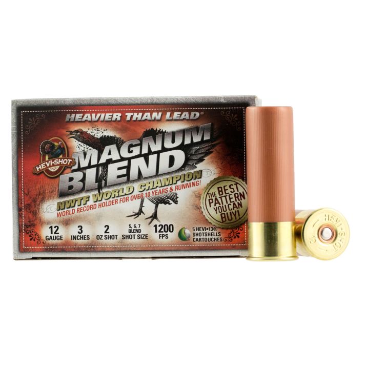 HEVI-Shot HS41255 Magnum Blend12Gauge 3" 2oz Tungsten 5/6/7Shot 5 Per Box/10 Case