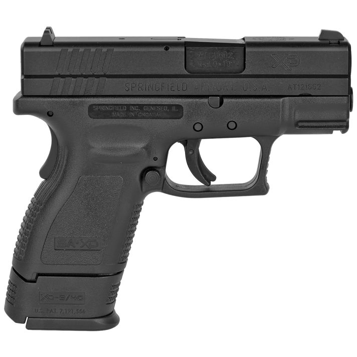 Springfield Armory XD9801 XD *CA Compliant Sub-Compact 9mm Luger 10+1, 3" Black Melonite Steel Barrel & Serrated Slide, Black Polymer Frame w/Picatinny Rail, Black Polymer Grip
