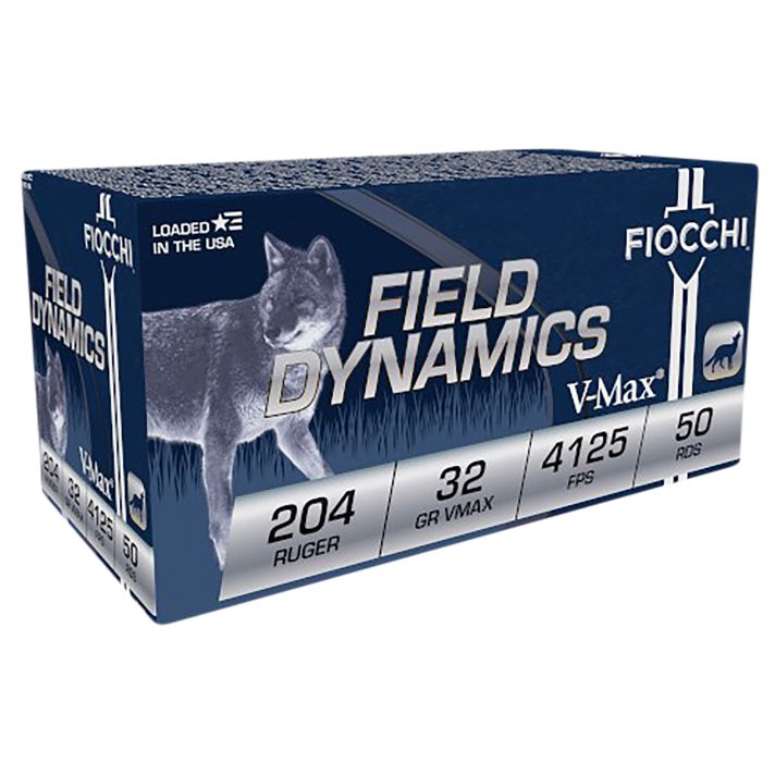 Fiocchi 204HVA Field Dynamics204Ruger 32gr Hornady V Max 50 Per Box/20 Case