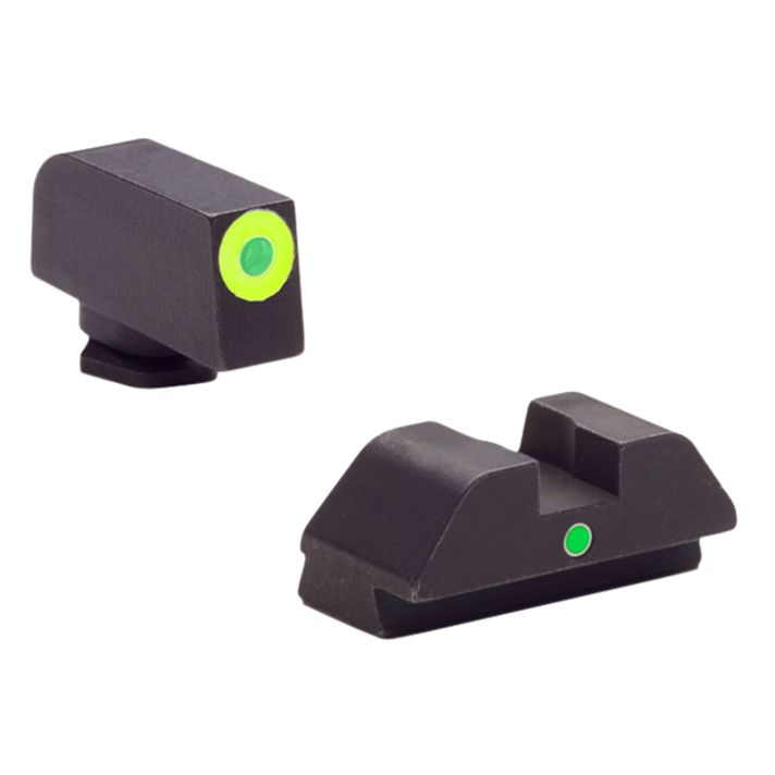 AmeriGlo GL305 i-Dot SightSet for GlockGreen Tritium LumiGreen Outline Front Sight-Green Tritium Rear Sight