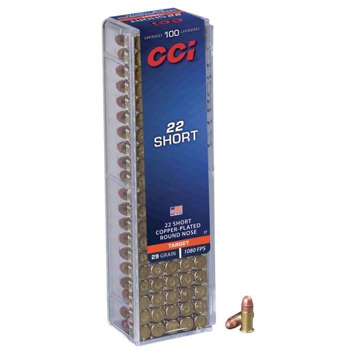 CCI 0027 Target Rimfire 22Short 29gr Copper Plated Round Nose 100 Per Box/50 Case