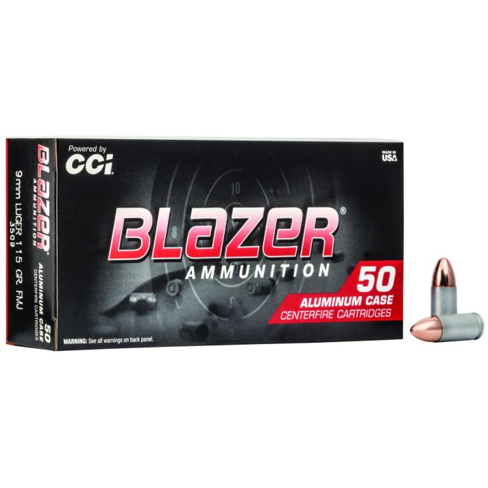 CCI 3509 Blazer Handgun 9mmLuger 115gr Full Metal Jacket 50 Per Box/20 Case