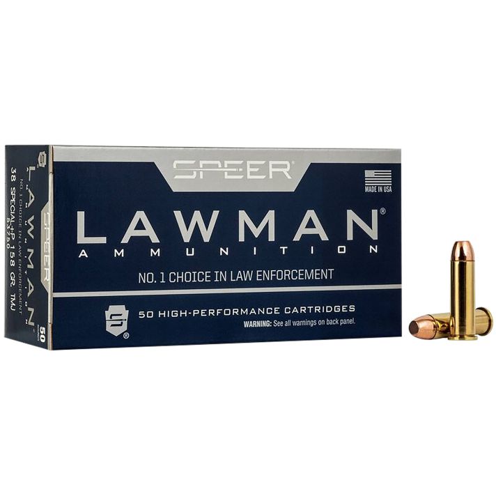 Speer 53750 Lawman38Special+P 158gr Total Metal Jacket Round Nose 50 Per Box/20 Case