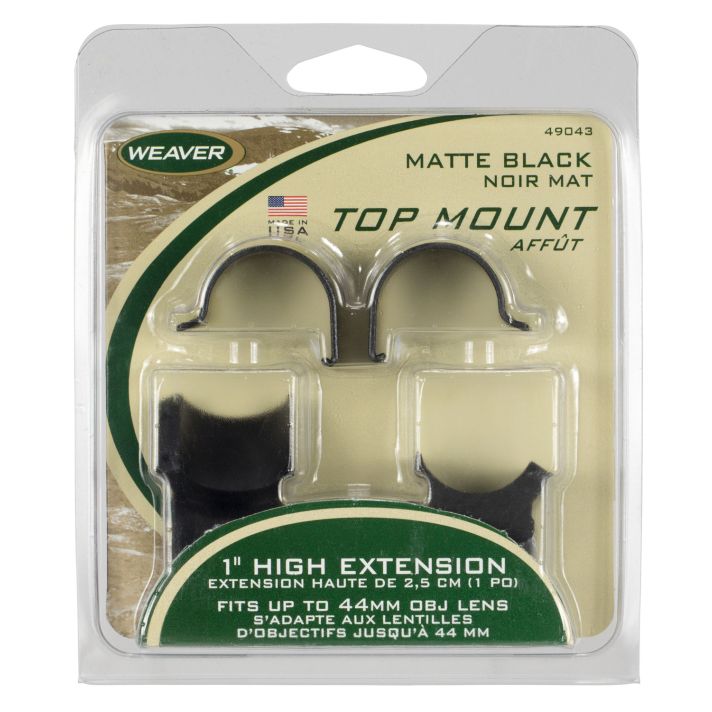 Weaver Mounts 49043 Detachable Extension Top Mount RingsMatte Black 1" Extra High
