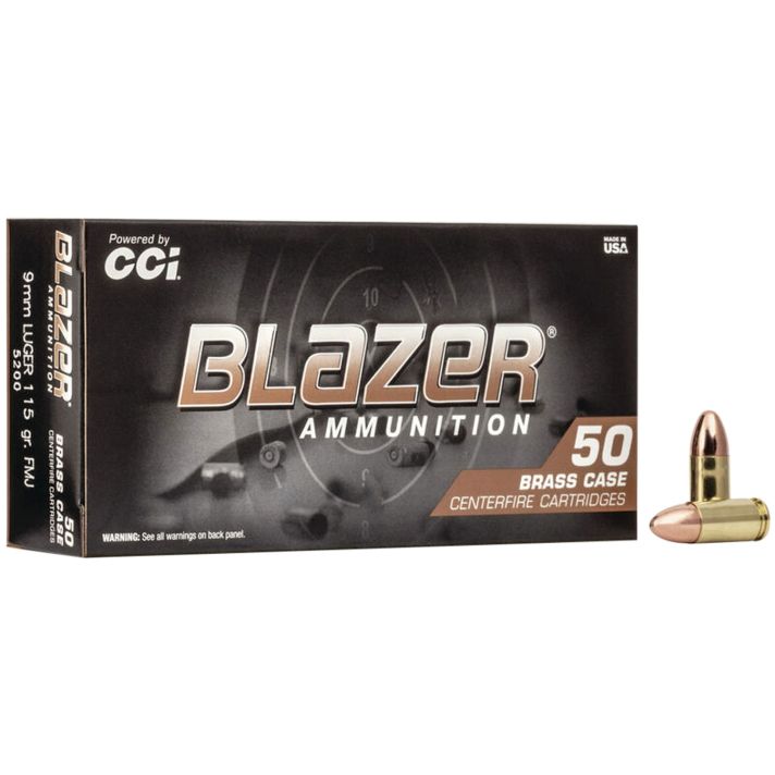 CCI 5200 Blazer Brass Handgun 9mmLuger 115gr Full Metal Jacket 50 Per Box/20 Case