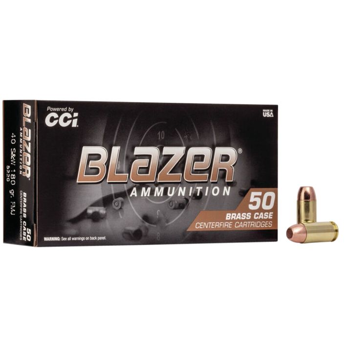 CCI 5220 Blazer Brass Handgun 40S&W 180gr Full Metal Jacket 50 Per Box/20 Case