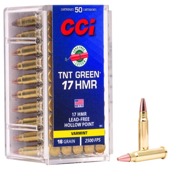 CCI 951 TNT Green17HMR 16gr Speer TNT Green Hollow Point 50 Per Box/40 Case