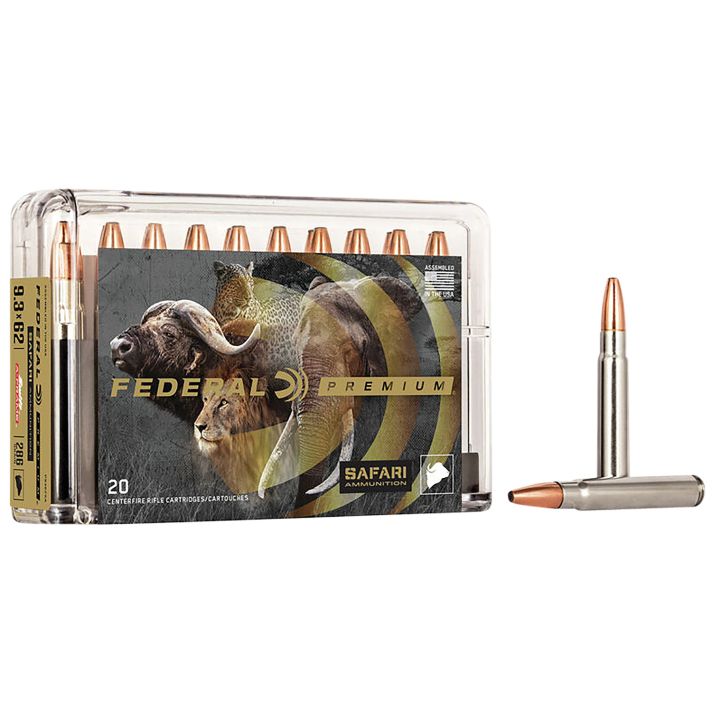 Federal P9362SA Premium Safari Cape-Shok 9.3mmx62Mauser 286gr Swift A Frame 20 Per Box/10 Case